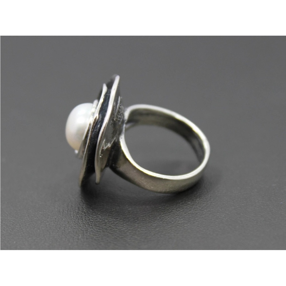 Silpada Vintage Sterling Silver Classic "Lily Rose" White Pearl Ring Sz 7 - Picture 3 of 8